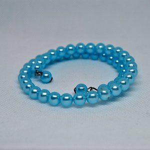 Vintage Faux Baby Blue Pearl Spiral Bracelet
